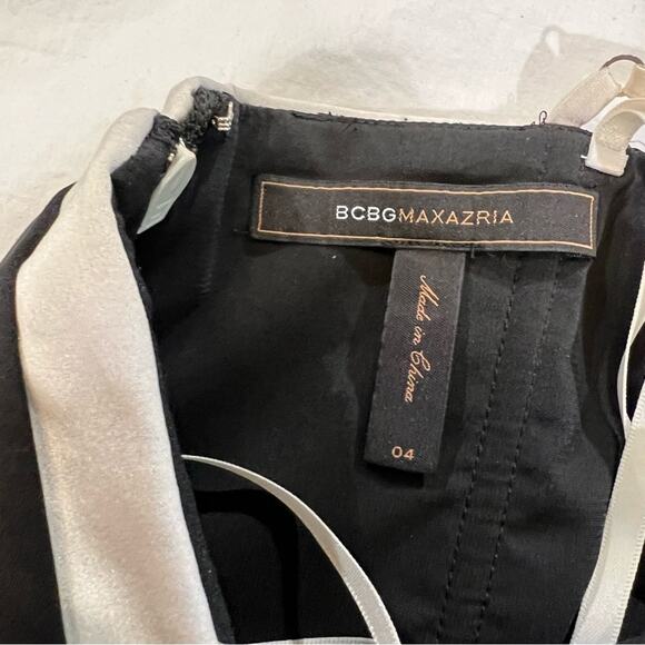 BCBGMaxAzria one Shoulder Mini Dress sz 4 Black and Cream - Picture 5 of 15